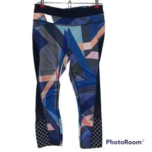 Athleta Geometric Print Colorful Capri Athletic Workout Leggings - Size Small